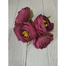 Цветы из ткани 4-4,5 см в пучках (6 шт) цв. бордо, цена за пучок